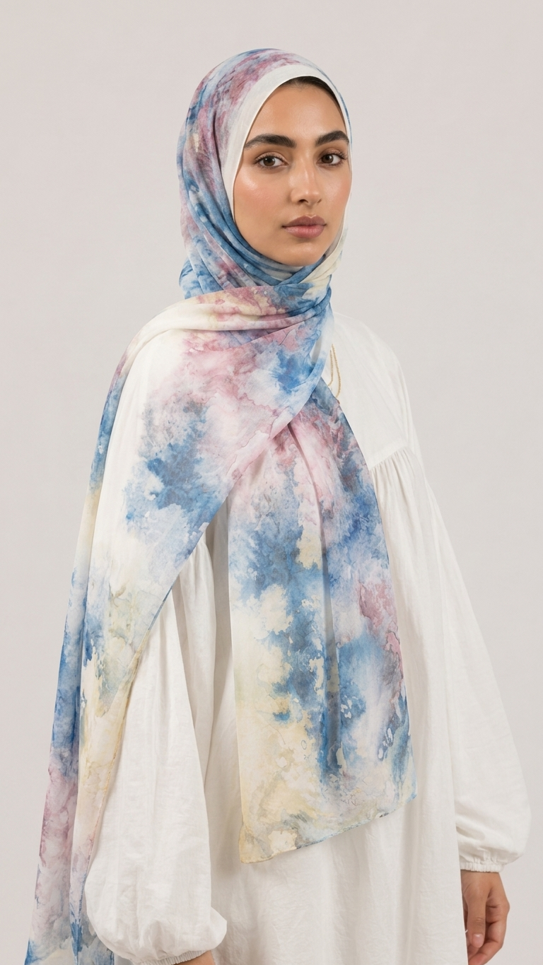 Hijabii Printed Chiffon Hijab – Style 8 – view 5