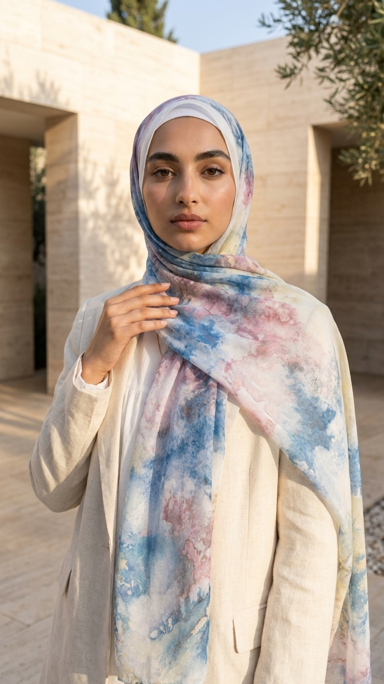 Hijabii Printed Chiffon Hijab – Style 8