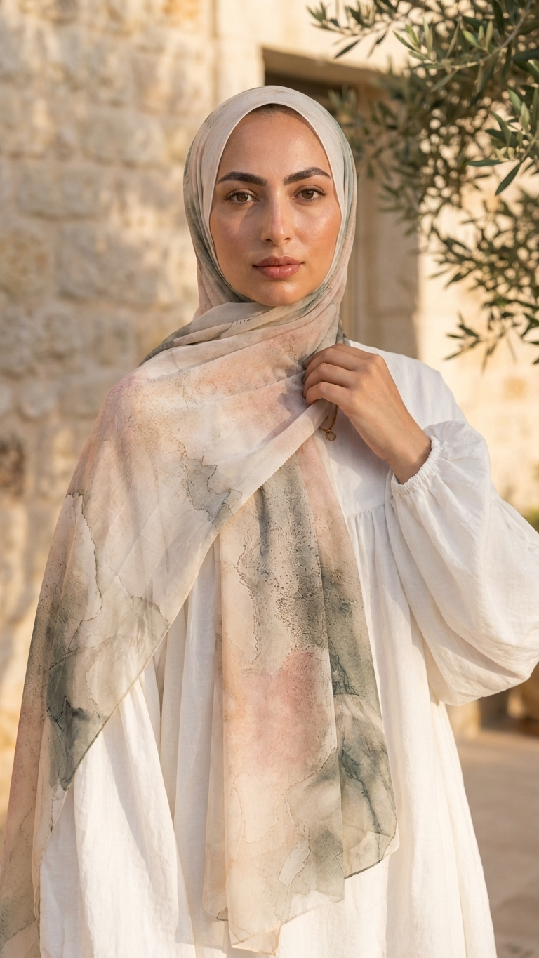 Hijabii Printed Chiffon Hijab – Style 9 – view 2