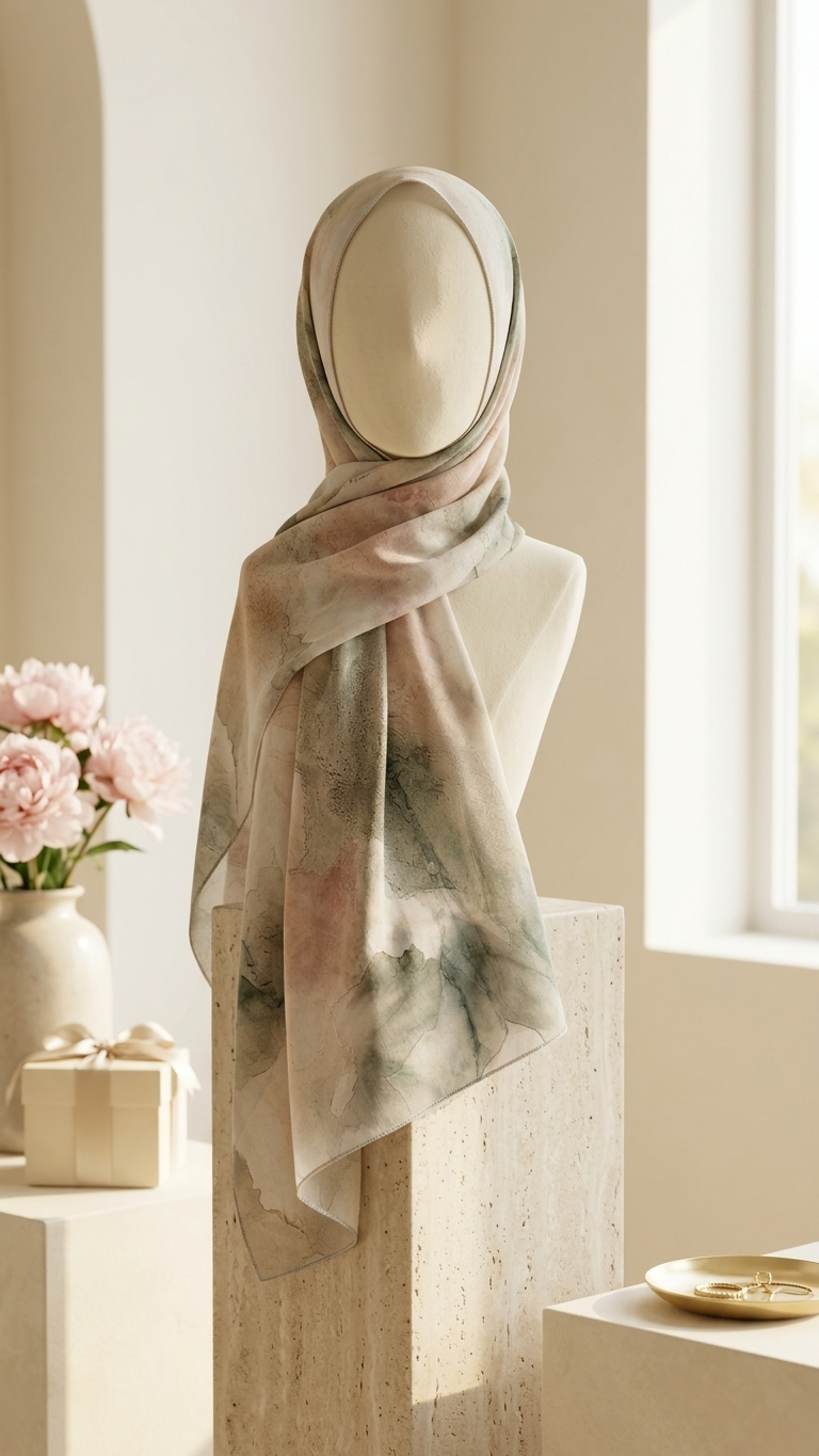Hijabii Printed Chiffon Hijab – Style 9 – view 3