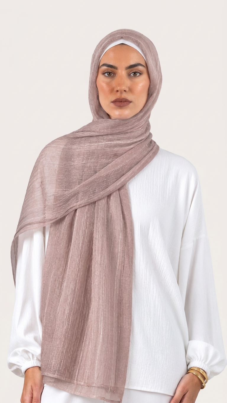 Silk Linen Hijab in Blush Pink - view 2