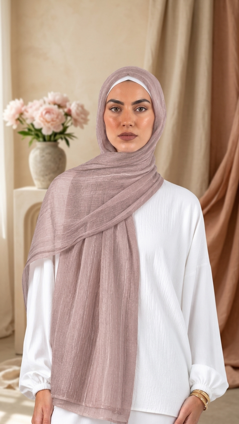 Silk Linen Hijab in Blush Pink - view 3