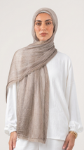 Silk Linen Hijab in Brown - view 1