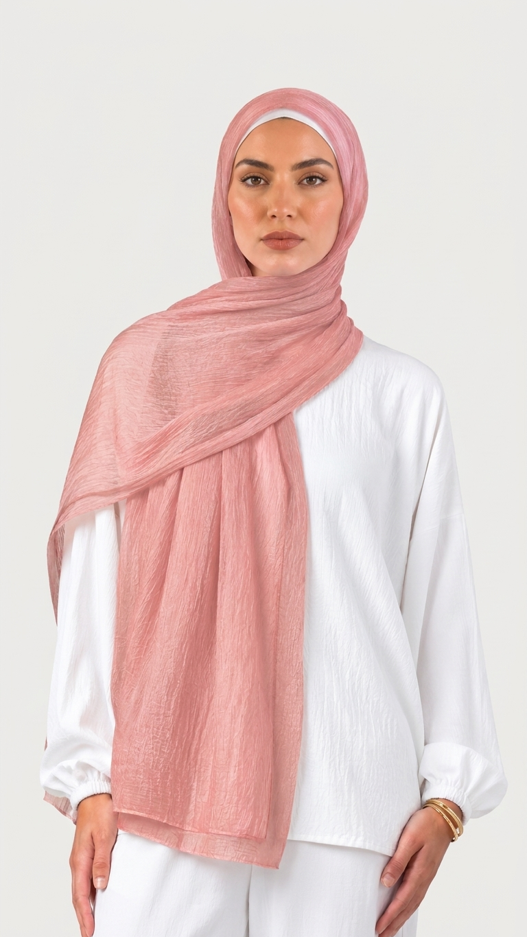 Silk Linen Hijab in Candy Pink - view 3