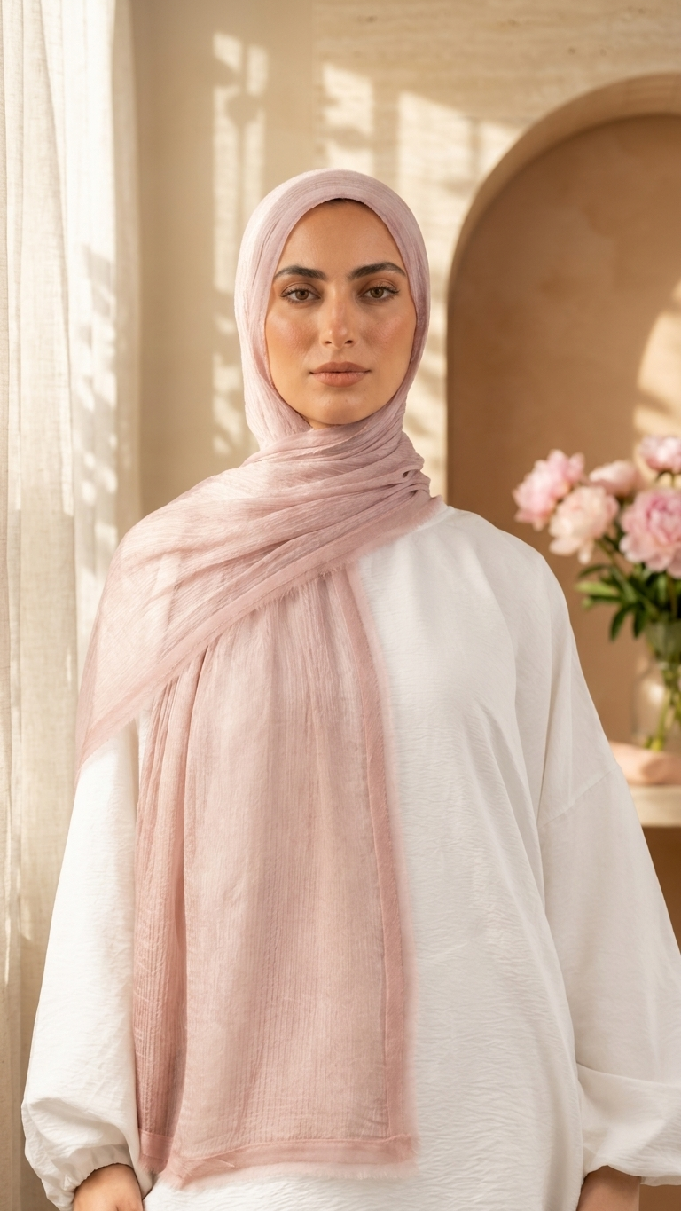 Silk Linen Hijab in Cashmere - view 3