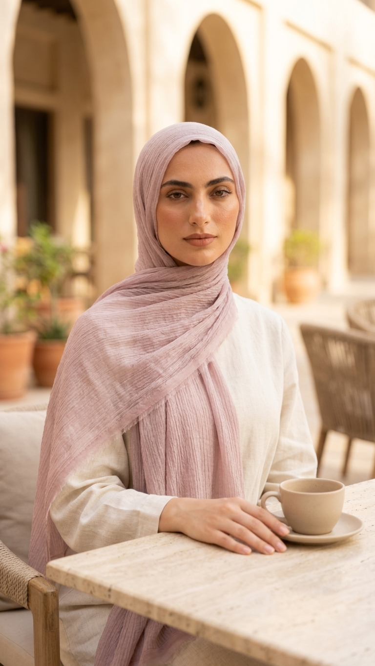 Silk Linen Hijab in Cashmere - view 4