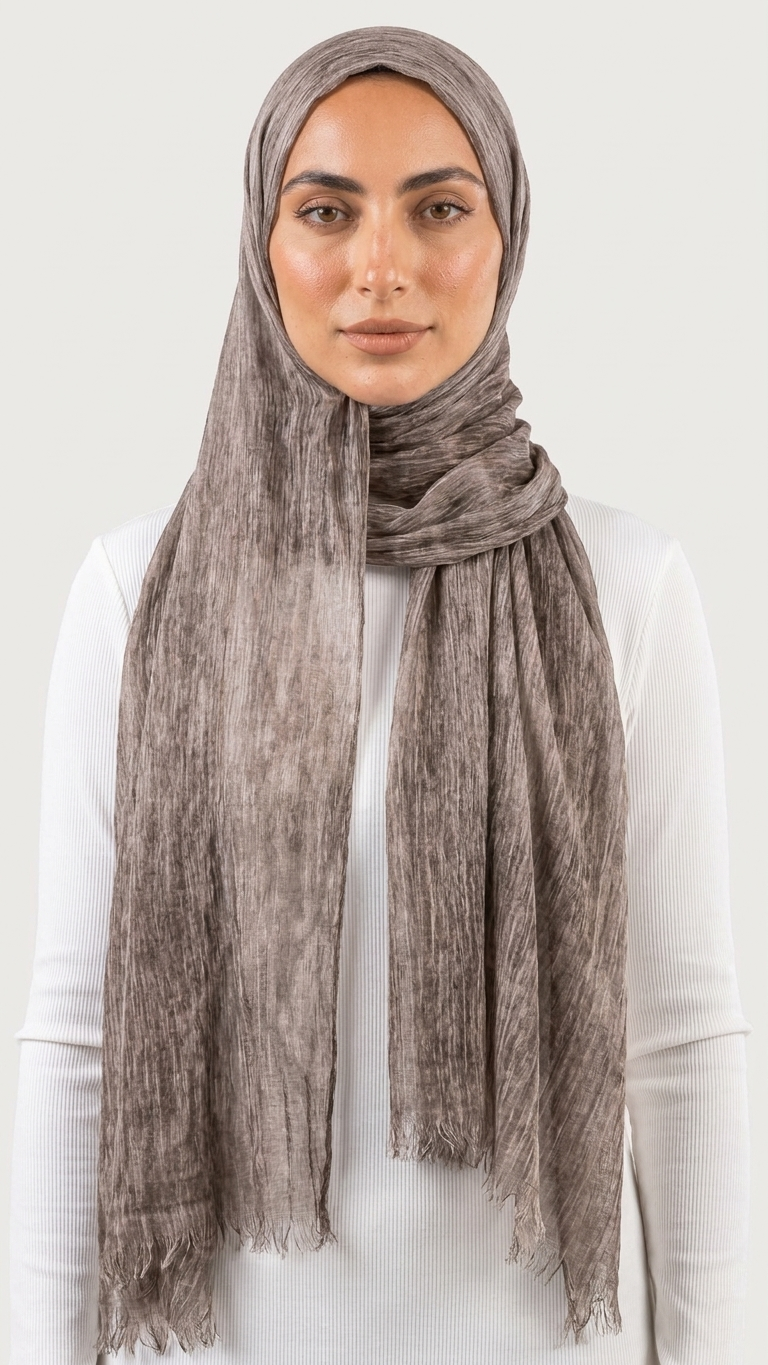 Silk Linen Hijab in Chocolate Brown - view 1