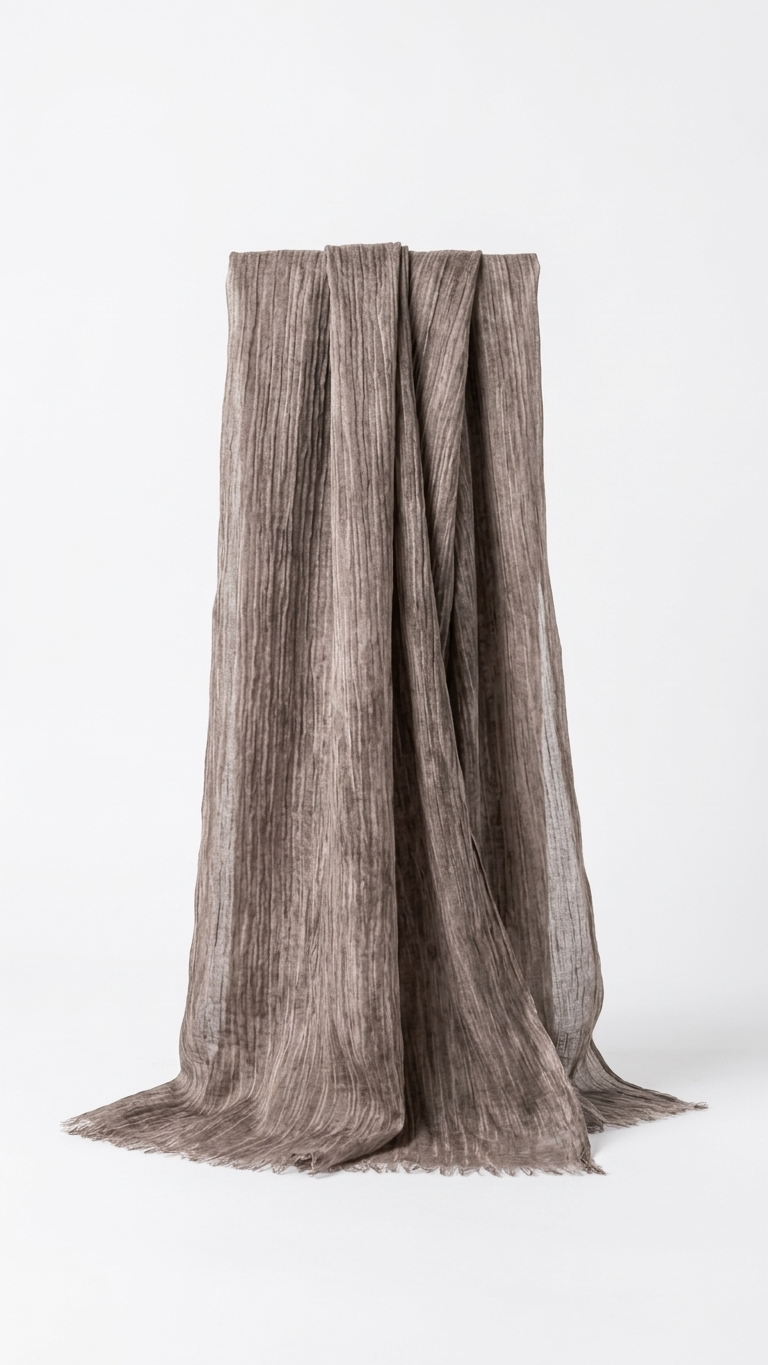 Silk Linen Hijab in Chocolate Brown - view 4