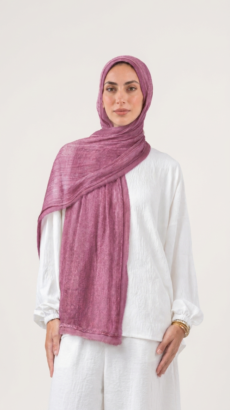 Silk Linen Hijab in Fuchsia - view 1