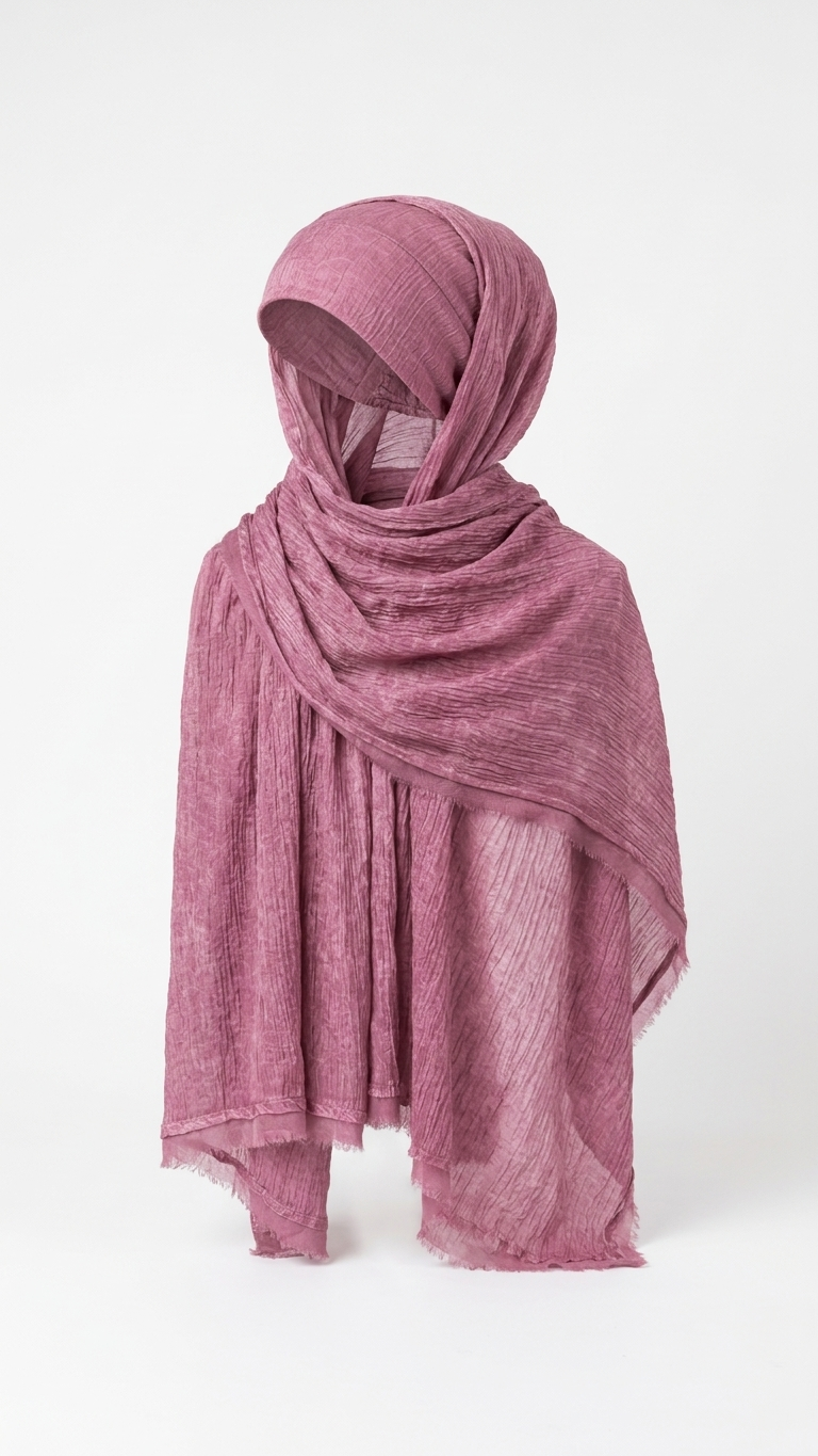 Silk Linen Hijab in Fuchsia - view 5