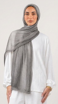 Silk Linen Hijab in Grey - view 1