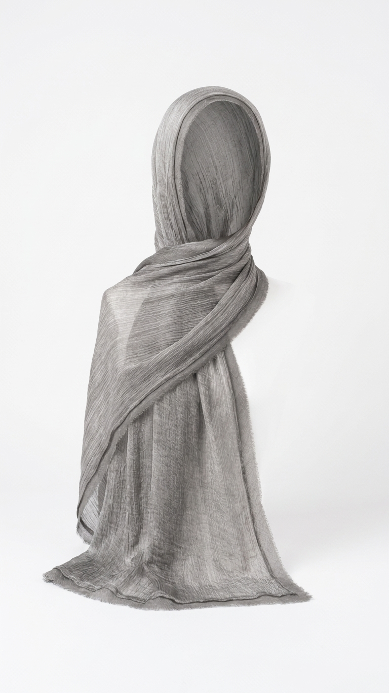 Silk Linen Hijab in Grey - view 3