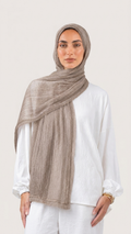 Silk Linen Hijab in Maroon Brown - view 1
