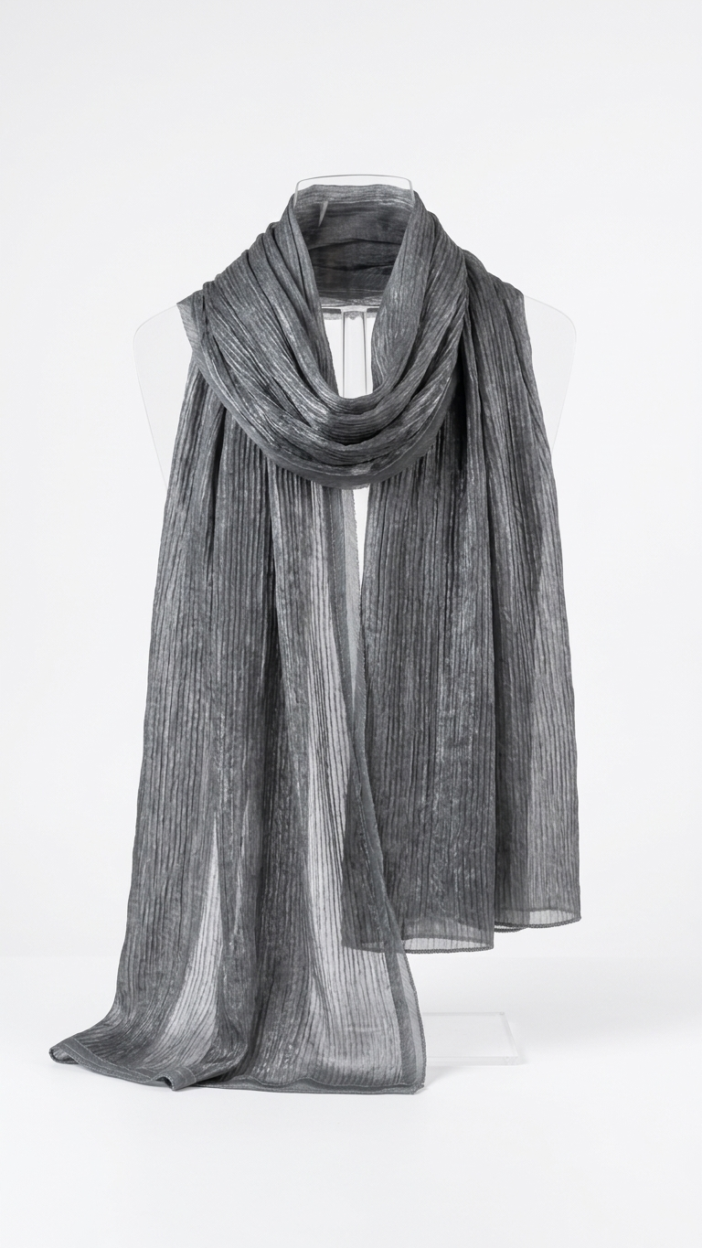 Silk Linen Hijab in Metal Grey - view 4