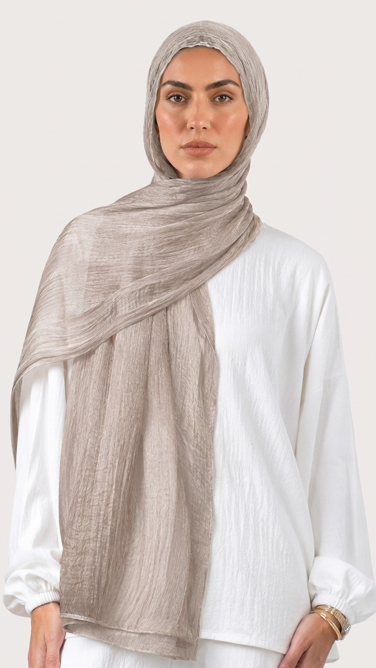 Silk Linen Hijab in Mocha - view 1