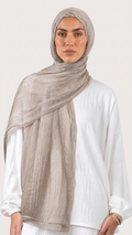 Silk Linen Hijab in Mocha - view 1