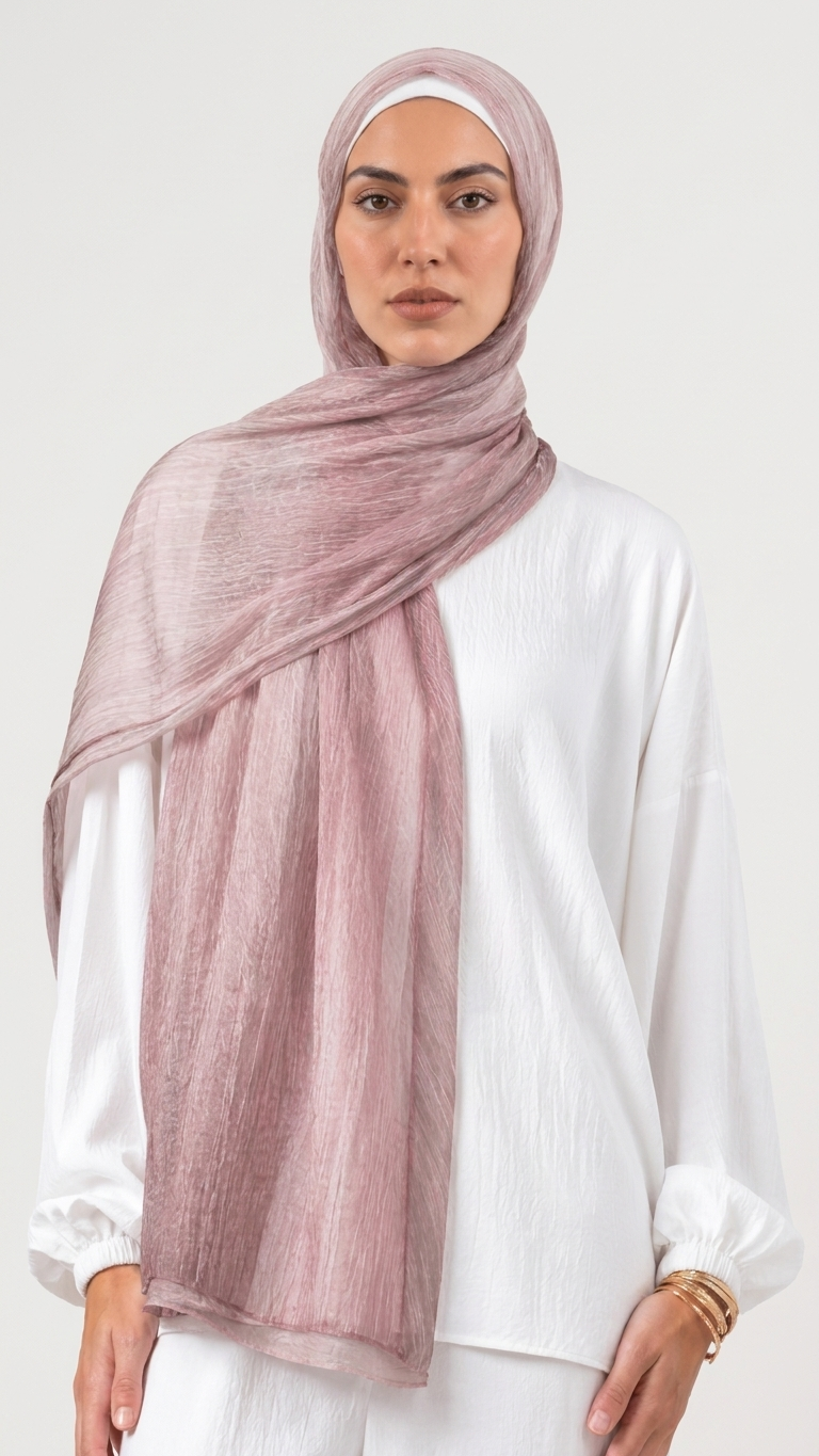 Silk Linen Hijab in Pastel Pink - view 1