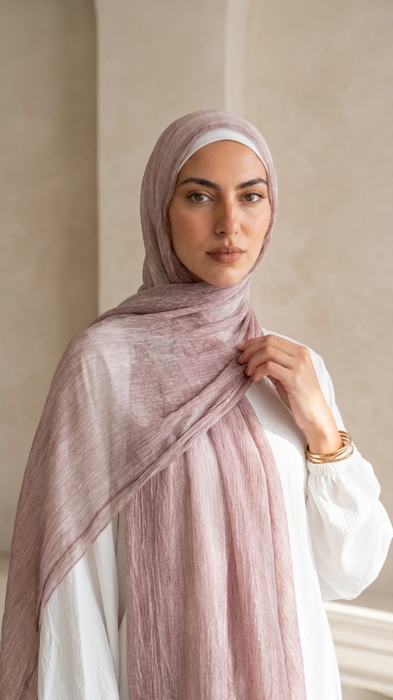Silk Linen Hijab in Pastel Pink - view 2