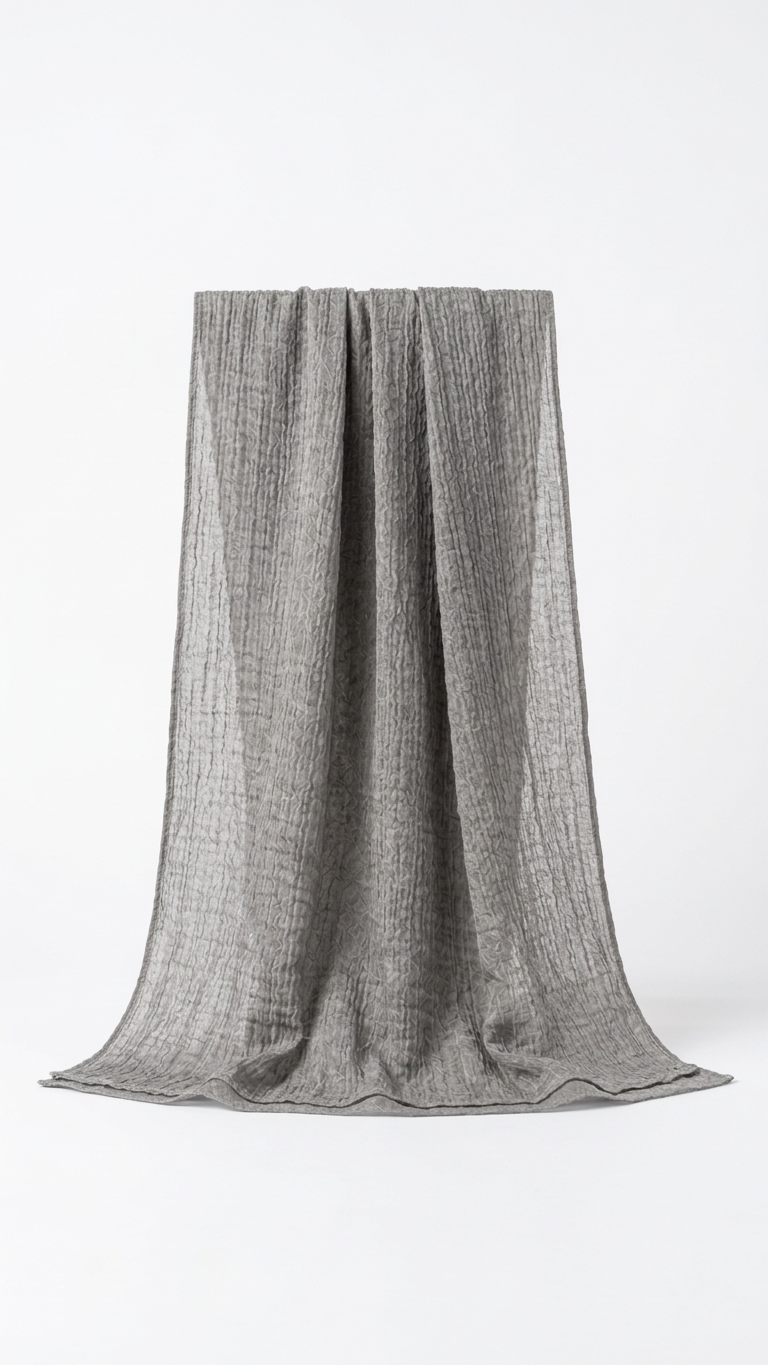 Silk Linen Hijab in Soft Grey - view 5