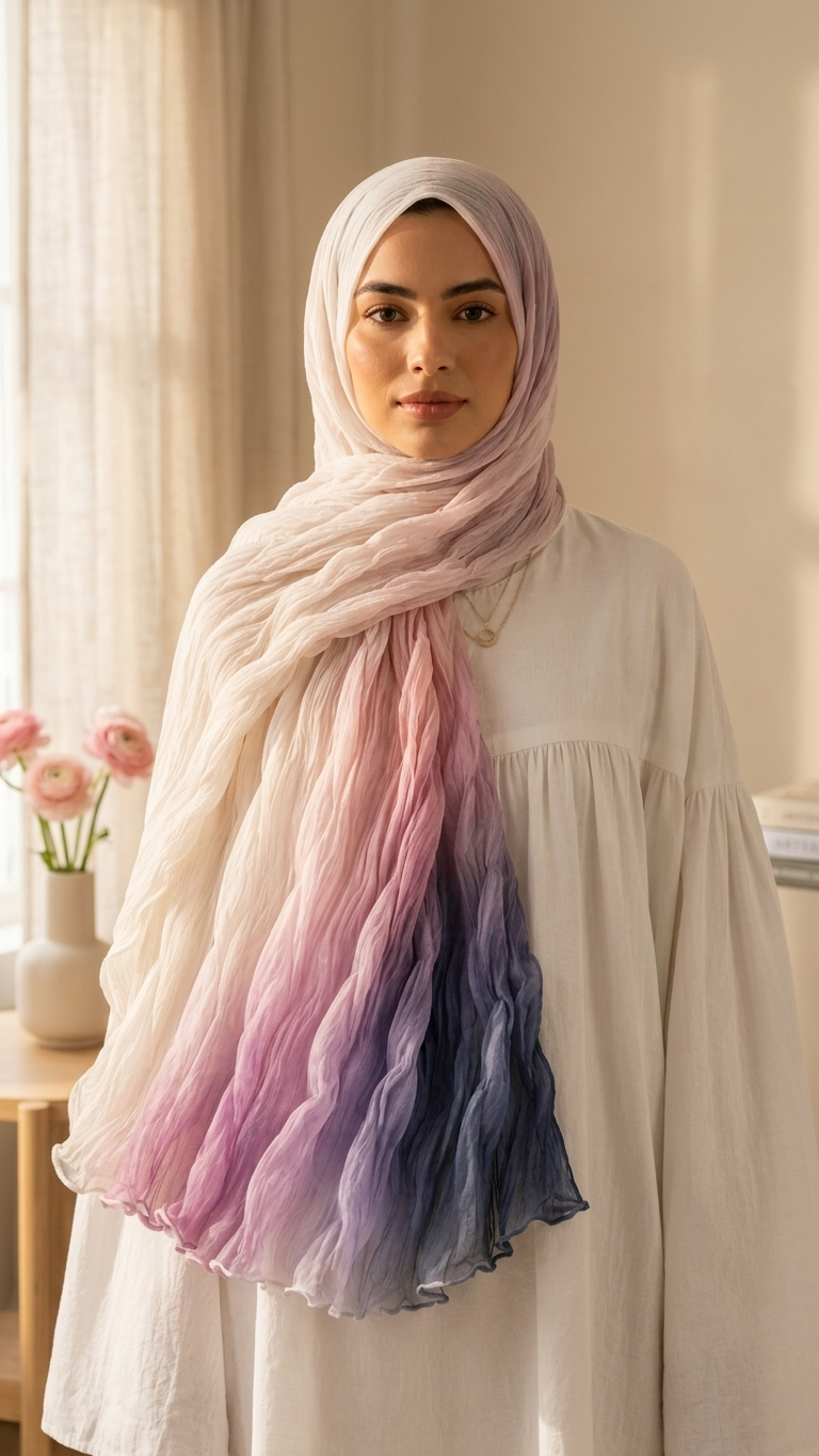 Hijabii Gradient Crinkle Chiffon Hijab – Style 10 – view 2