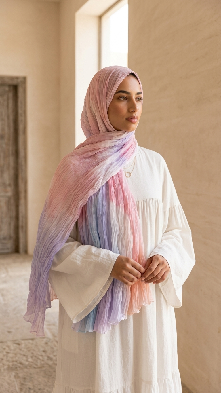 Hijabii Gradient Crinkle Chiffon Hijab – Style 12 – view 2