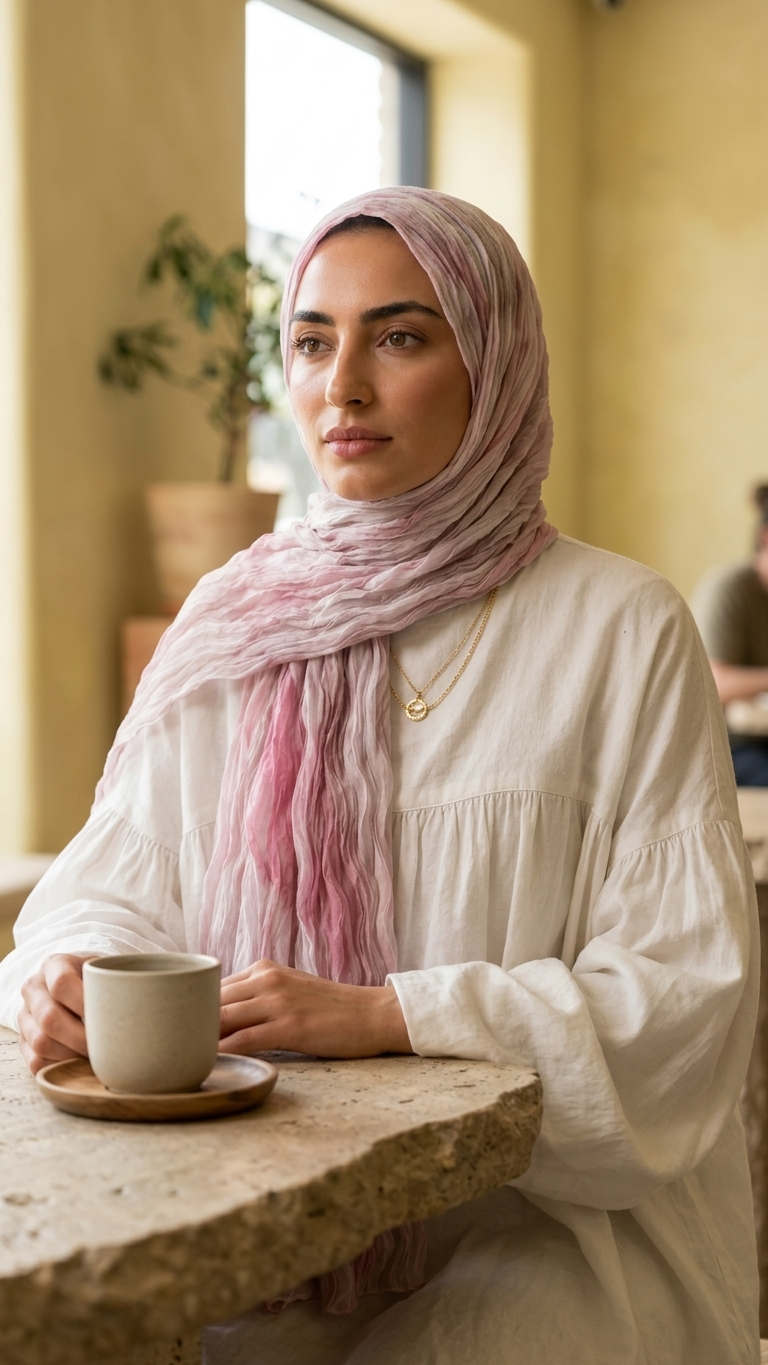 Hijabii Gradient Crinkle Chiffon Hijab – Style 1 – view 2