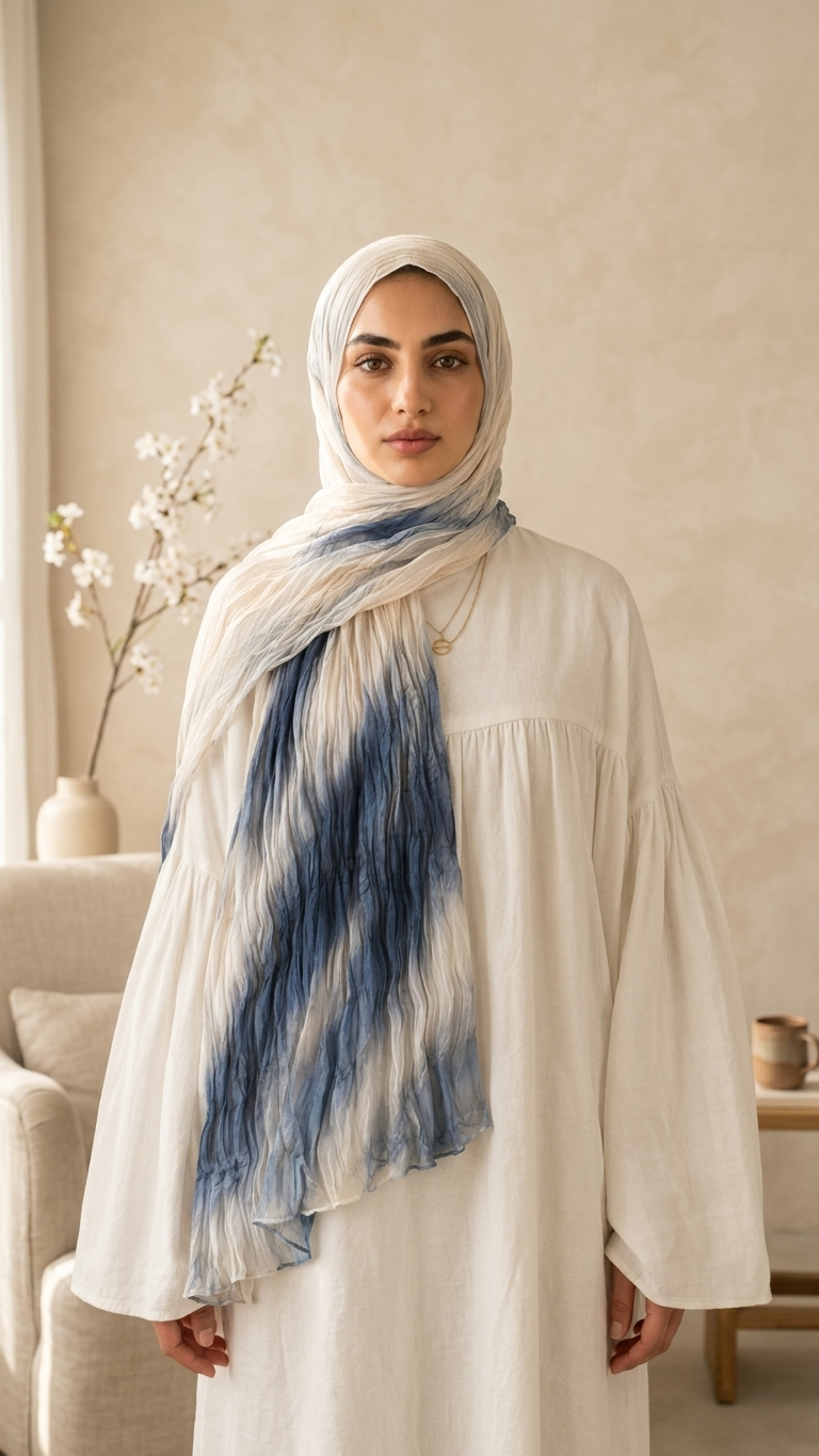 Hijabii Gradient Crinkle Chiffon Hijab – Style 2 – view 3