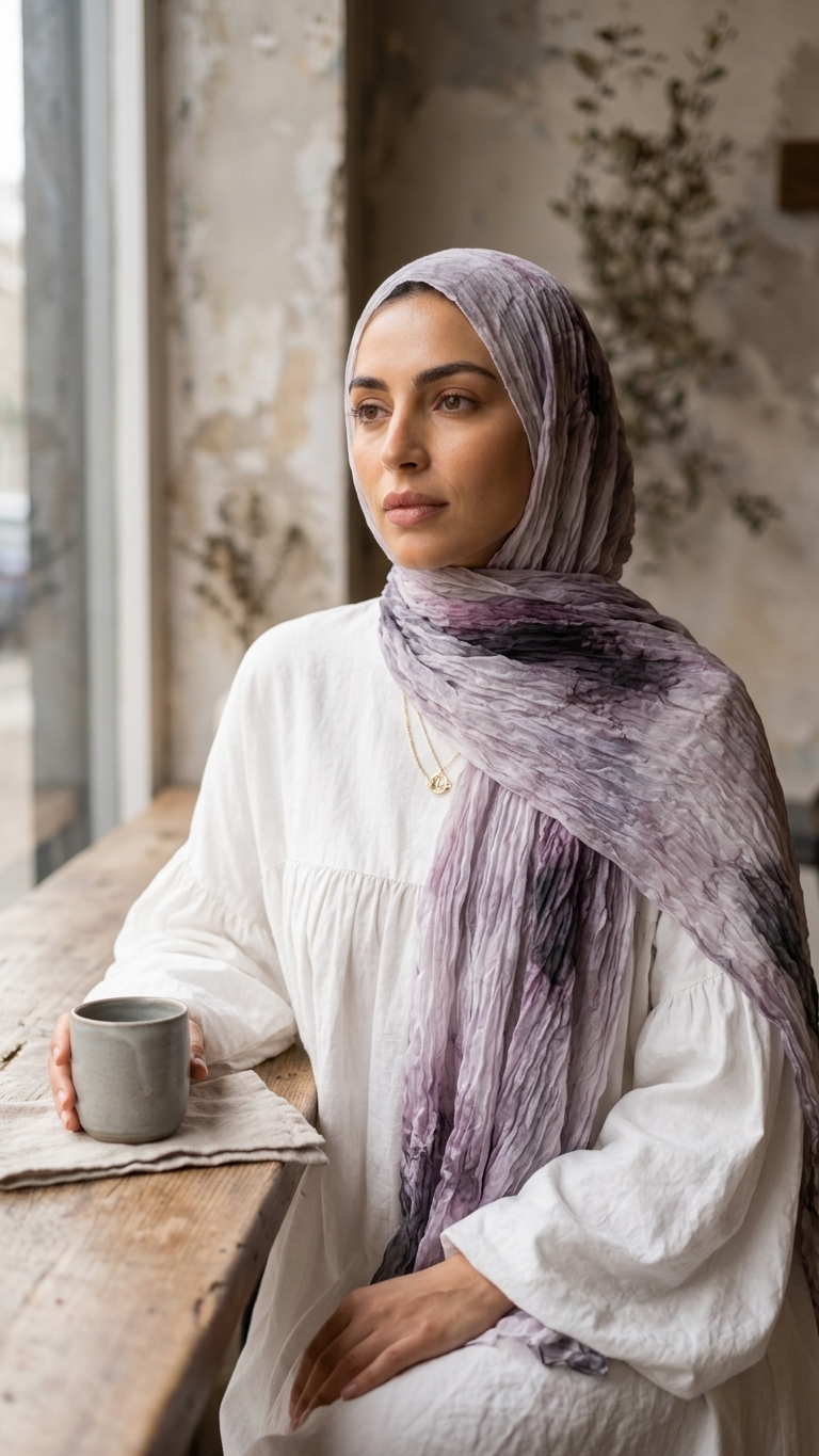 Hijabii Gradient Crinkle Chiffon Hijab – Style 3 – view 2