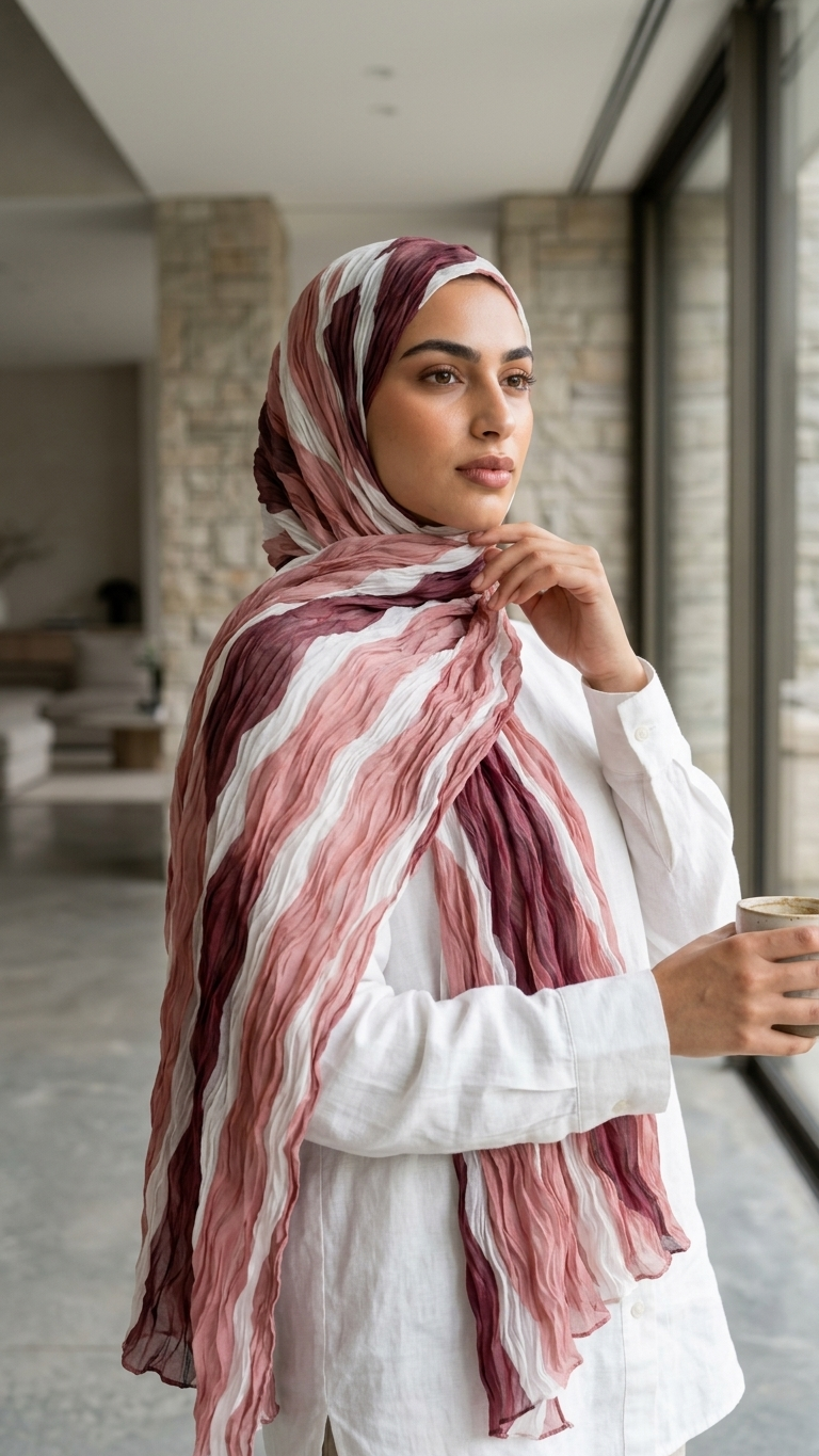 Hijabii Gradient Crinkle Chiffon Hijab – Style 4 – view 5