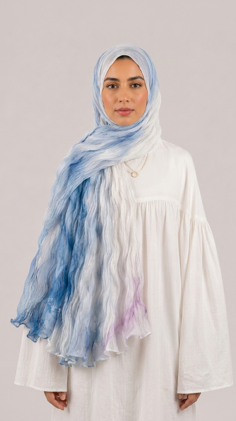 Hijabii Gradient Crinkle Chiffon Hijab – Style 8 – view 3