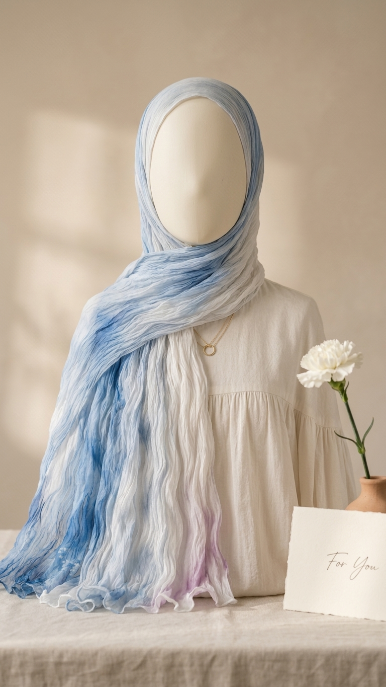 Hijabii Gradient Crinkle Chiffon Hijab – Style 8