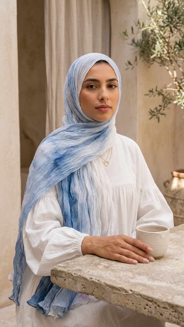 Hijabii Gradient Crinkle Chiffon Hijab – Style 8 – view 2