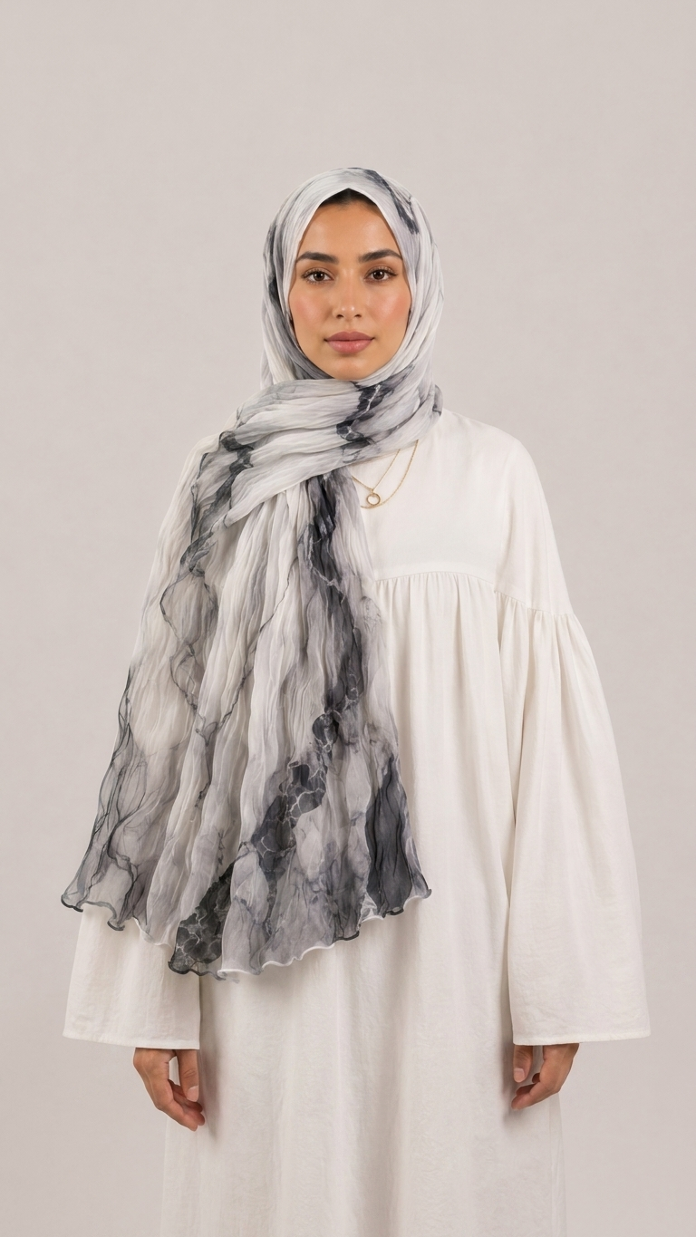 Hijabii Gradient Crinkle Chiffon Hijab – Style 9 – view 3